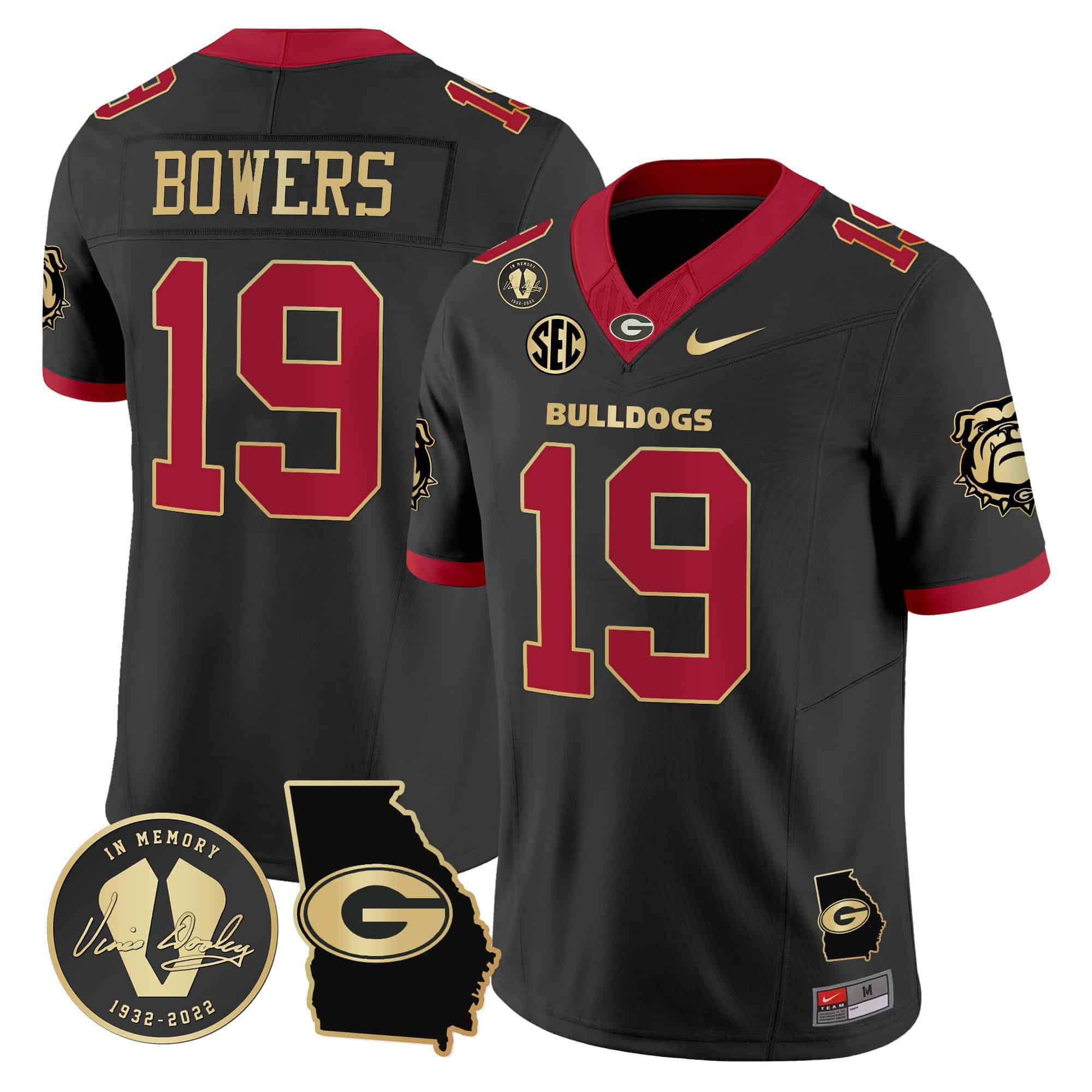 Men Georgia Bulldogs #19 Bowers Black 2024 Nike Vapor NCAA Jersey style 1->customized nfl jersey->Custom Jersey